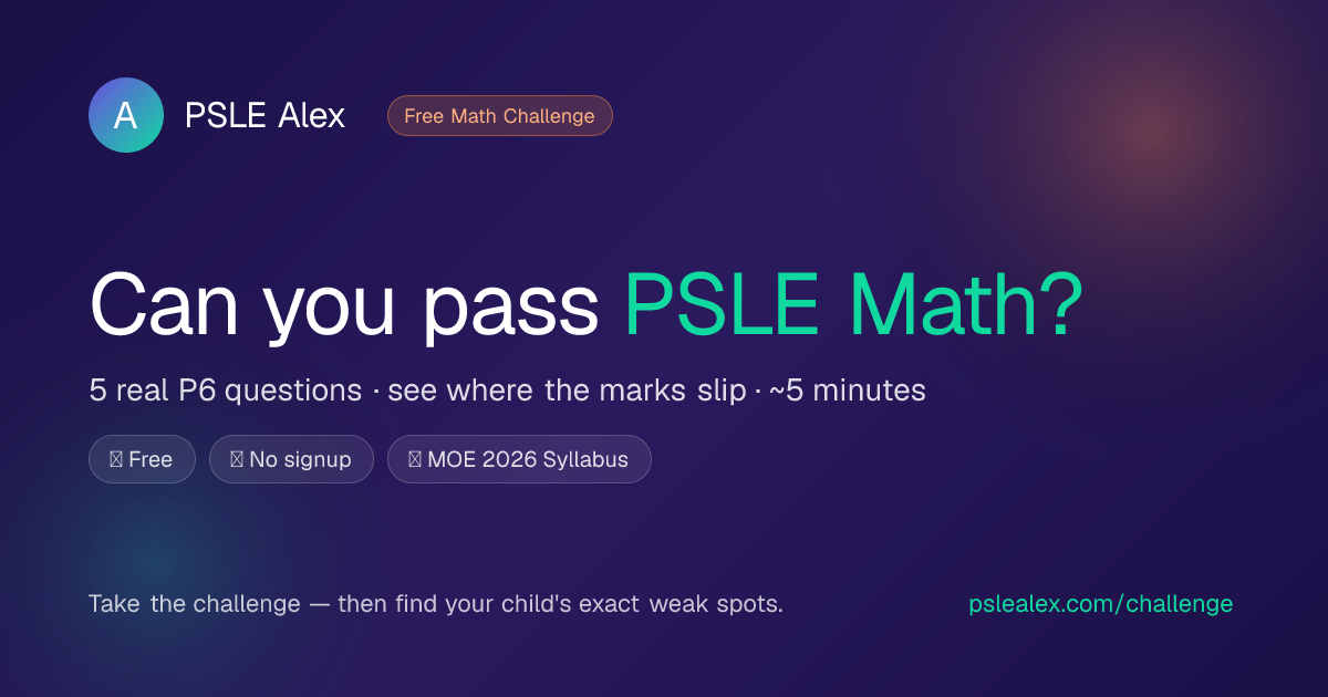 Can You Pass PSLE Math? — Free 5-Question Challenge | PSLE Alex